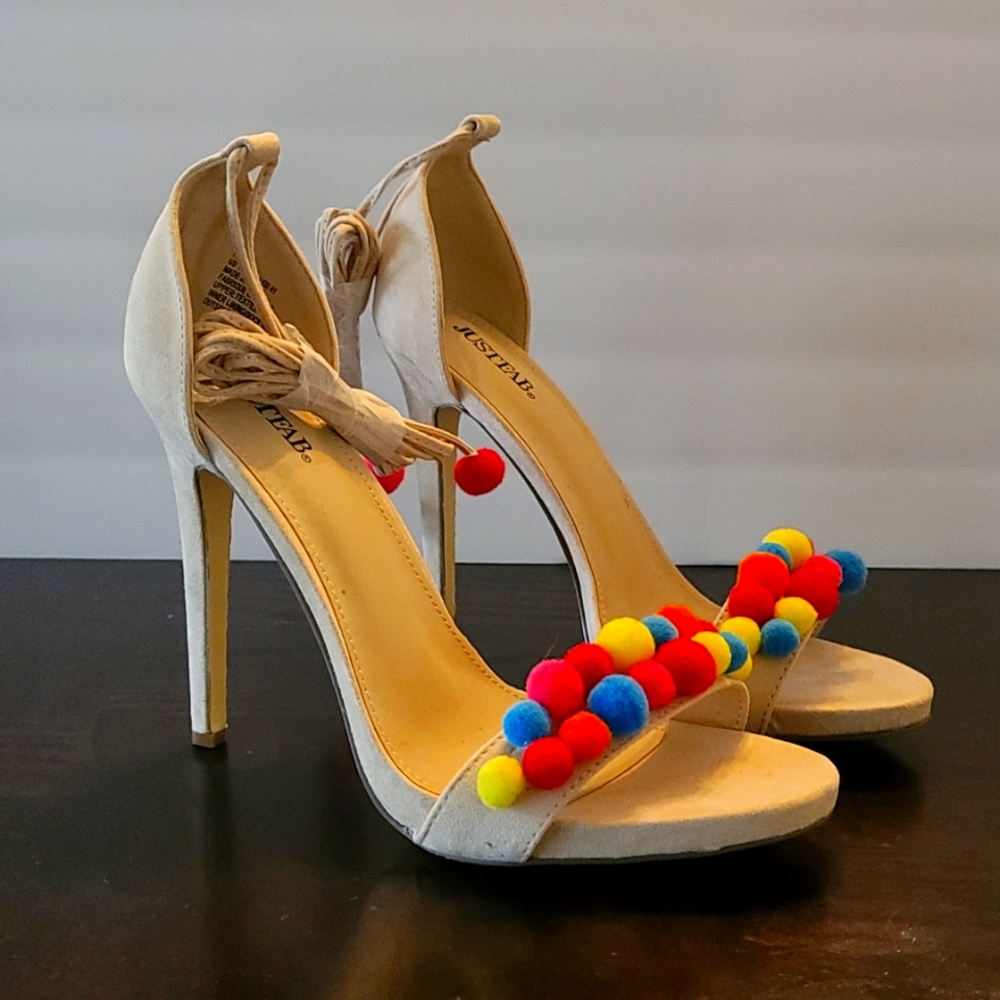 JustFab Pom Pom Sandals